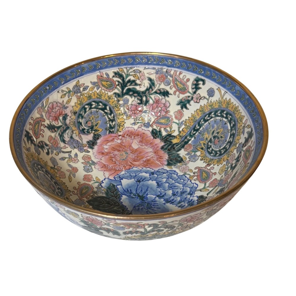Victoria Morland Faience by Andrea by Sadek Paisley Floral Decorative Bowl 10in